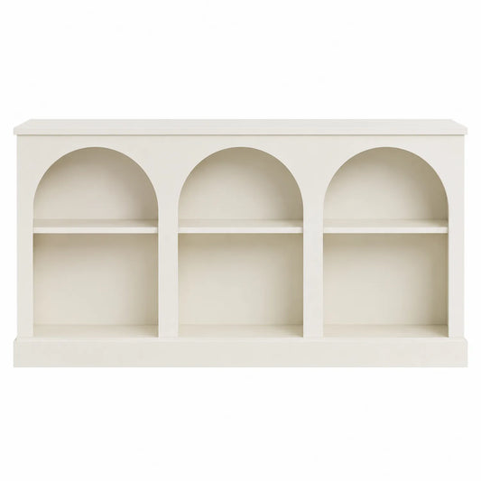 Consolle a Muro Rettangolare in Legno MDF con Ripiani ad Arco 120x40x80 cm