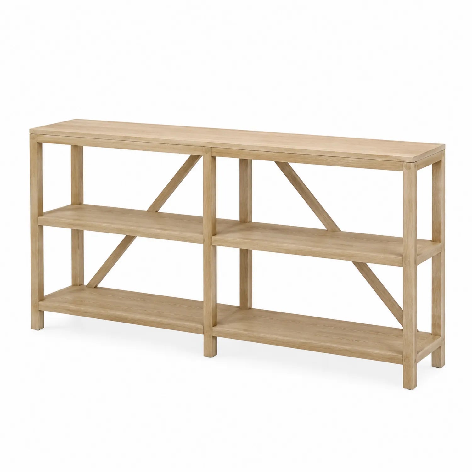 Consolle Tavolo in Legno di Pino con 3 Ripiani 120x30x85 cm