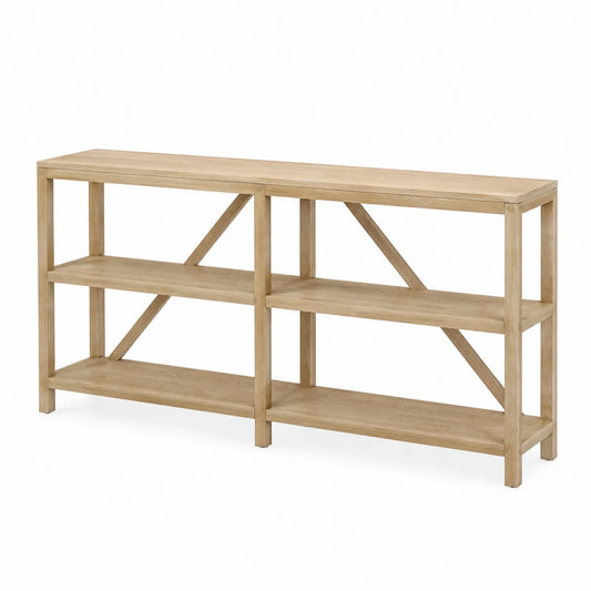 Consolle Tavolo in Legno di Pino con 3 Ripiani 120x30x85 cm