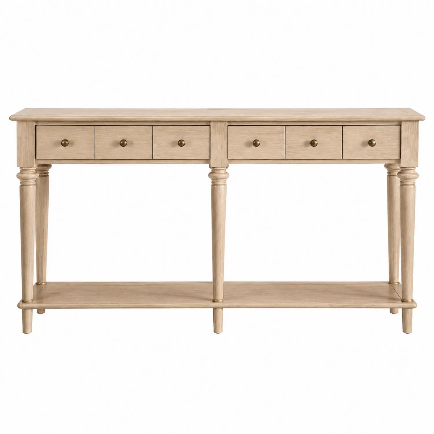 Consolle in Legno di Quercia con Cassetti Beige 150x80x40 cm