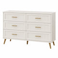 Cassettiera a 6 cassetti in legno MDF bianco con maniglie in metallo