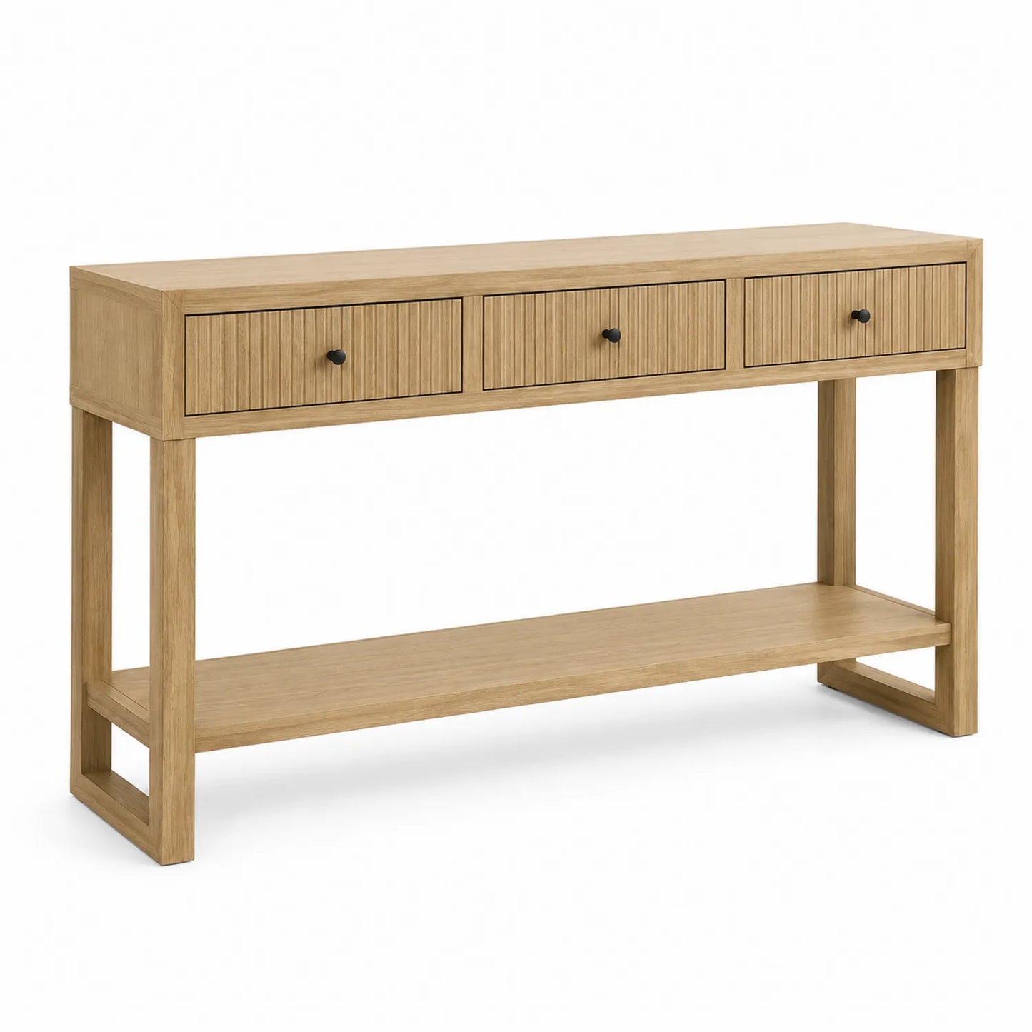 Consolle Rettangolare in Legno Massello con Cassetti 120x30x80 cm