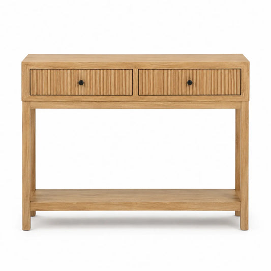 Consolle in legno con cassetti color naturale 120x35x80 cm