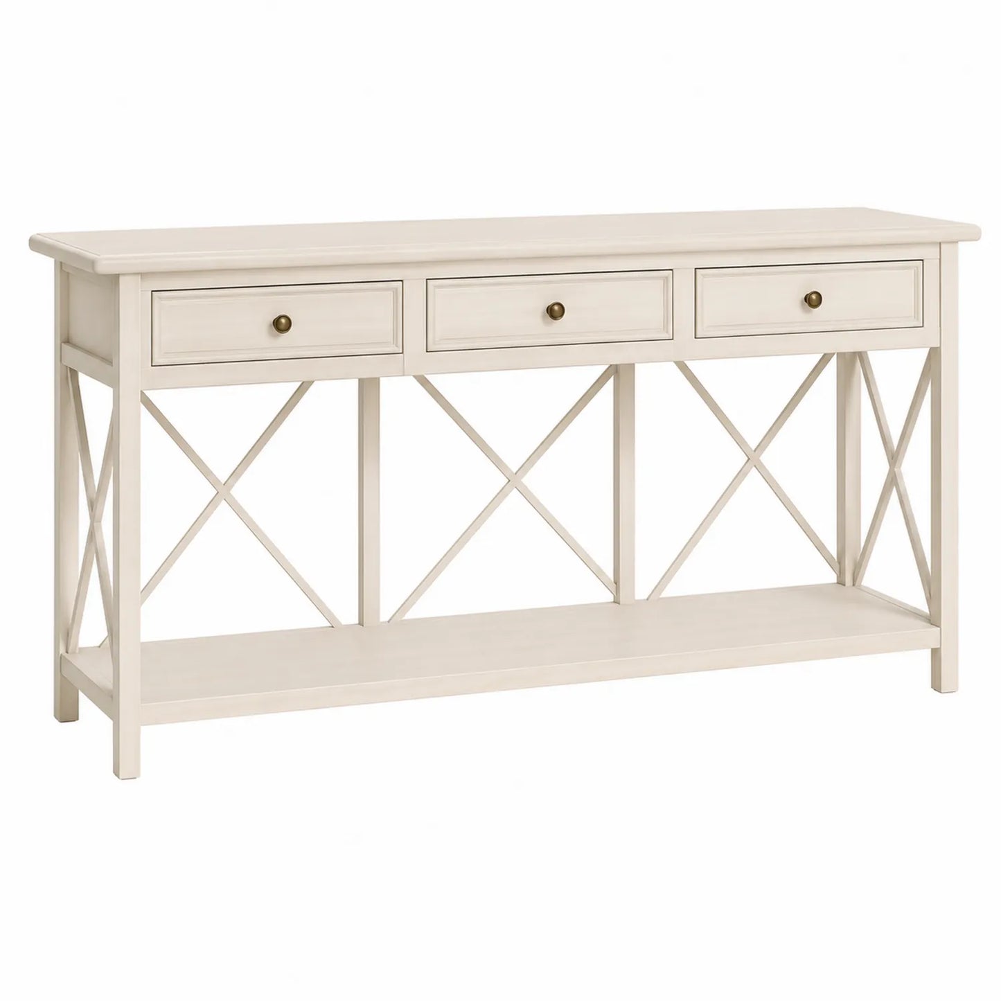 Consolle in Legno Bianco con 3 Cassetti