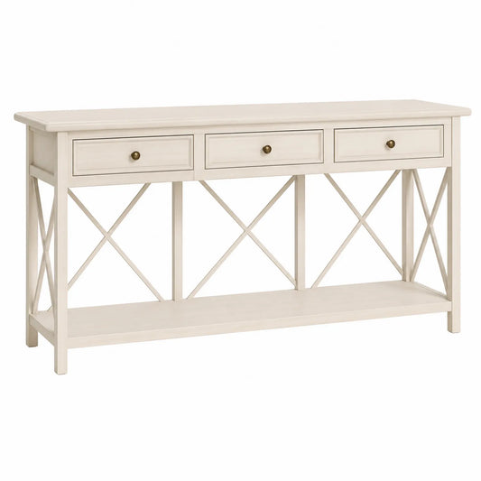 Consolle in Legno Bianco con 3 Cassetti