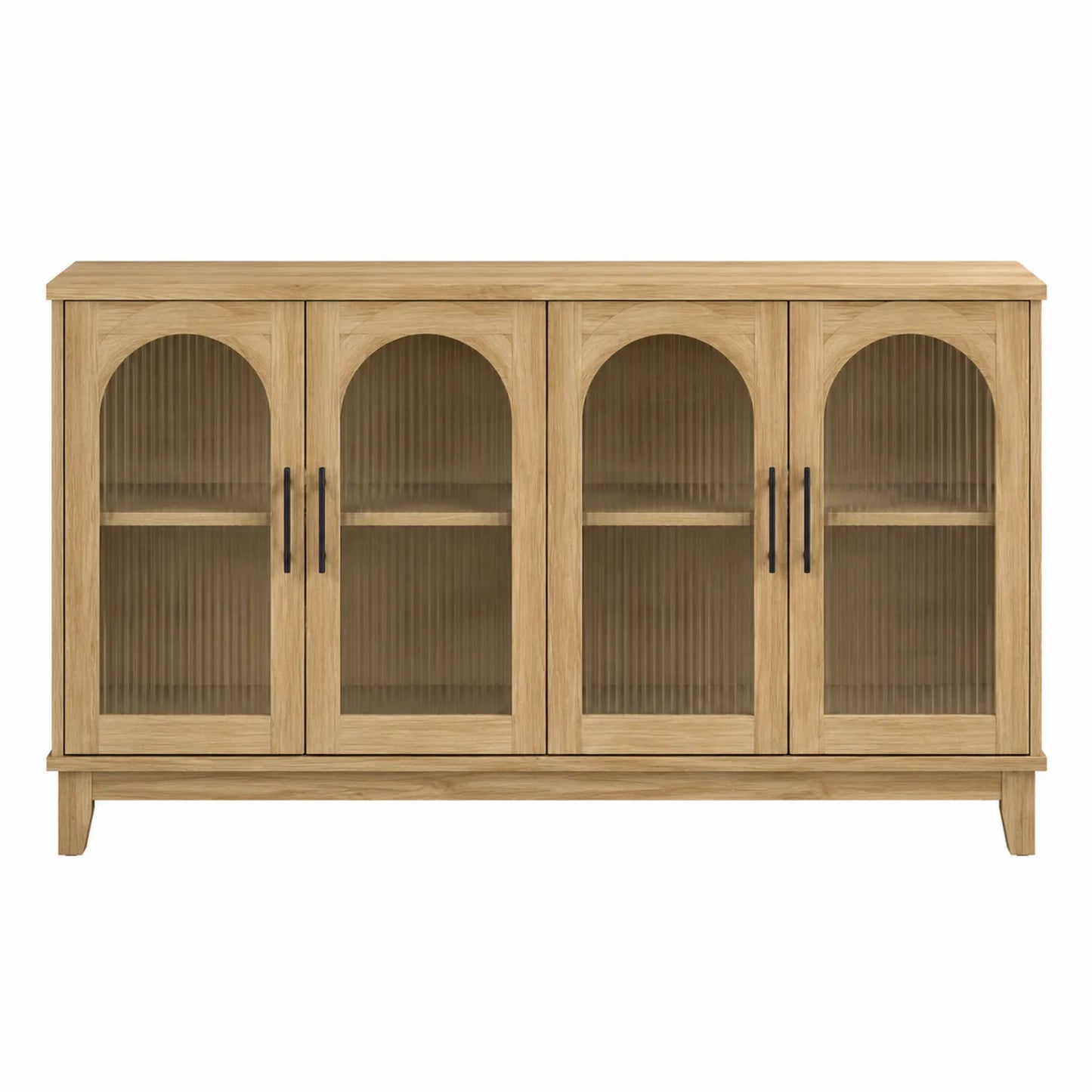 Credenza in Legno di Rovere con Ante in Vetro Texturizzato a 4 Porte